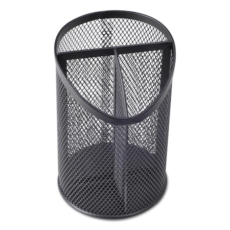 Universal Office Products UNV 4 x 6 in. Metal Mesh 3 Compartment Pencil CupBlack 20019